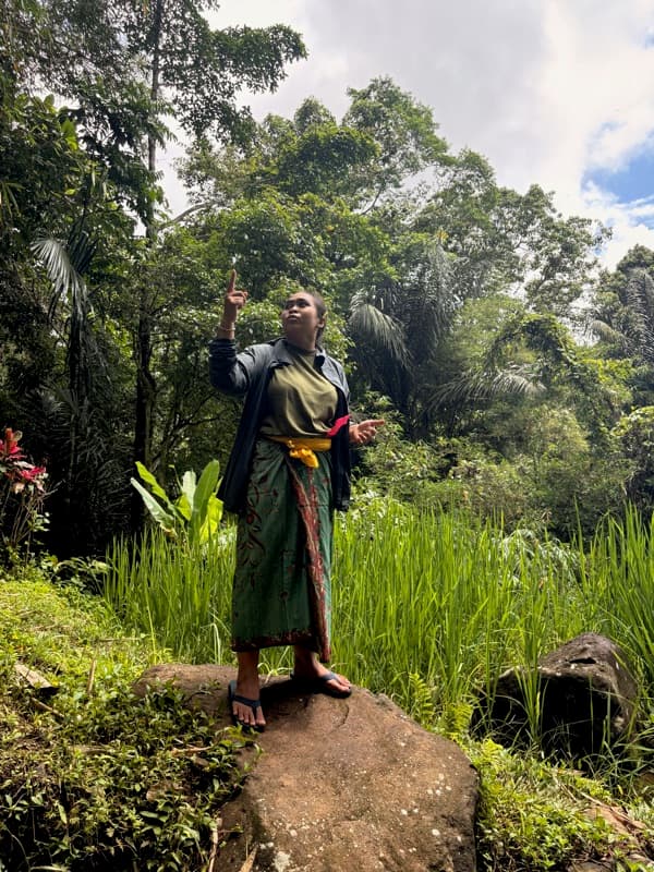 Berjalan mencari bahan pangan di hutan Bali